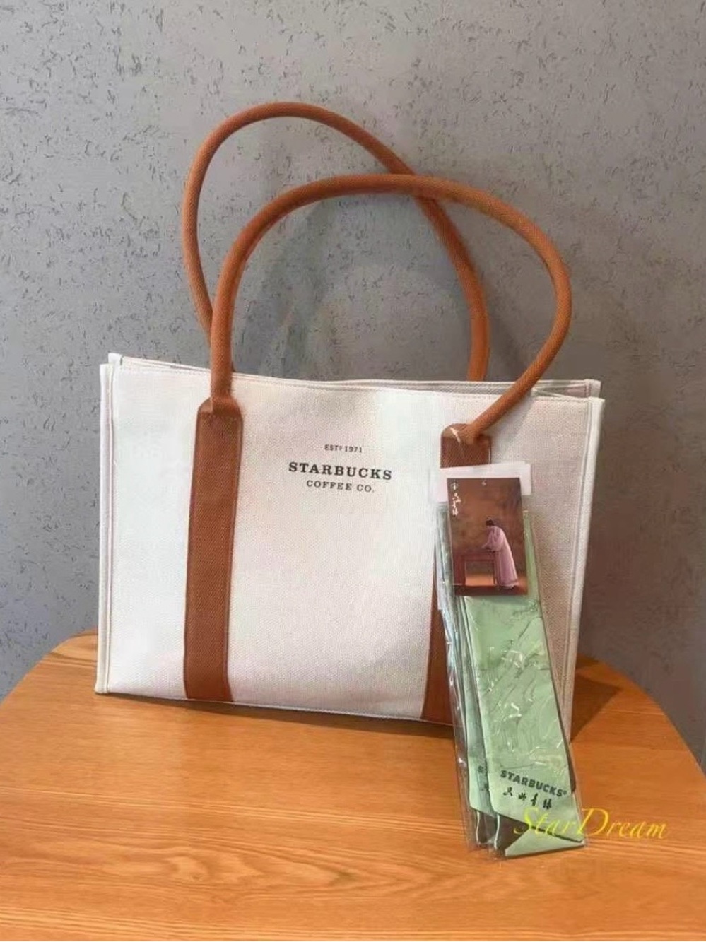 Special China edition Starbucks Canvas Tote with Handles and bag scarf NEW